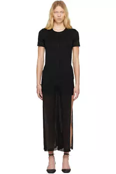Черное платье-колонна с разрезами миди LEMAIRE