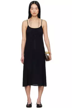 Черное платье-комбинация миди с бантом Simone Rocha