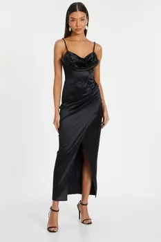 Черное платье-корсет с воротником-хомутиком QUIZ Clothing