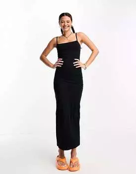 Черное платье макси на бретельках с квадратным вырезом COLLUSION