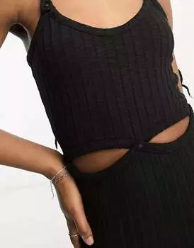 Черное платье макси на бретельках COLLUSION