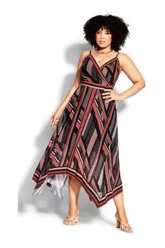 Черное платье-макси с абстрактным узором City Chic, черный