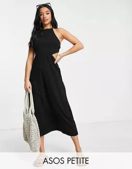 Черное платье макси с открытой спиной ASOS DESIGN Petite