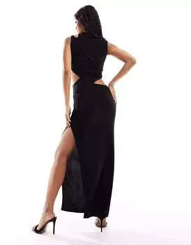Черное платье макси с вырезами ASOS