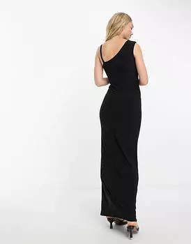 Черное платье макси с вырезами и металлическим кольцом ASOS DESIGN