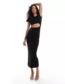 Черное платье макси с закрученными бретелями ASOS DESIGN