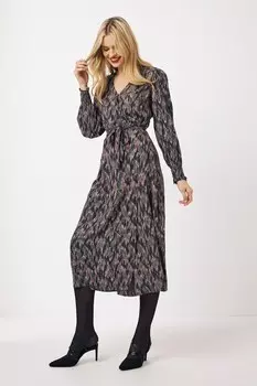 Черное платье миди FatFace Farah Ikat Fat Face, черный