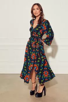 Черное платье миди и принтом Myleene Klass, черный