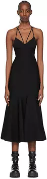 Черное платье-миди из вискозы Alexander McQueen