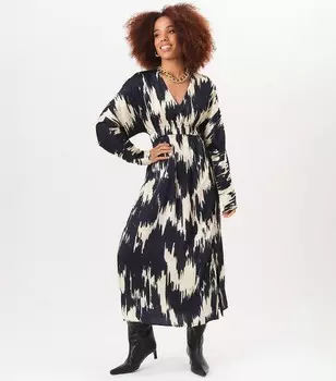 Черное платье миди с абстрактным принтом Gini London Gini London, черный