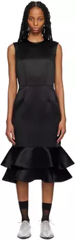 Черное платье-миди с баской Comme des Garons