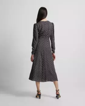 Черное платье миди с цветочным принтом Silbon, черный