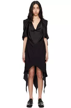 Черное платье-миди с драпировкой Fornax Kiko Kostadinov