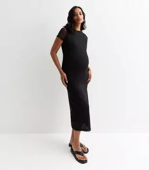 Черное платье миди с короткими рукавами для беременных New Look, черный