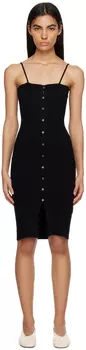 Черное платье-миди с квадратным вырезом AURALEE