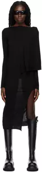 Черное платье-миди с накидкой Rick Owens