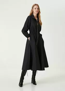 Черное платье-миди с объемными рукавами Beymen