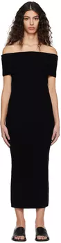 Черное платье-миди с открытыми плечами Totme