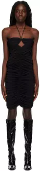 Черное платье-миди с рюшами и каплевидным вырезом Magda Butrym