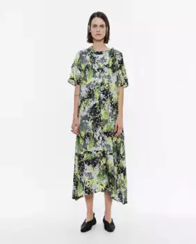 Черное платье миди с шарфом и мимозой Bimba y Lola