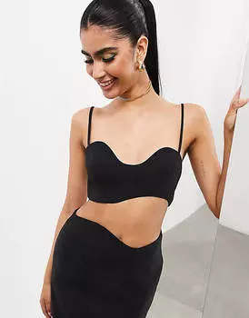 Черное платье миди с волнистыми вырезами ASOS EDITION