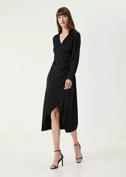Черное платье-миди со сборками Academia