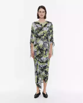 Черное платье-миди со сборками "Мимоза" Bimba y Lola