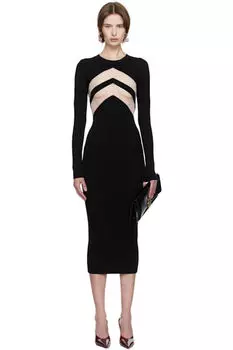 Черное платье-миди «The Chevrons» Jean Paul Gaultier