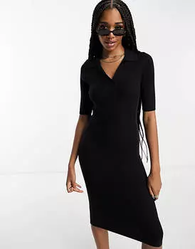 Черное платье миди в рубчик в рубчик Vero Moda Tall