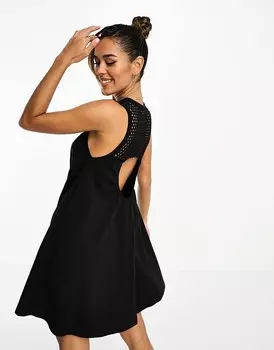 Черное платье мини без рукавов с воротником крючком ASOS DESIGN