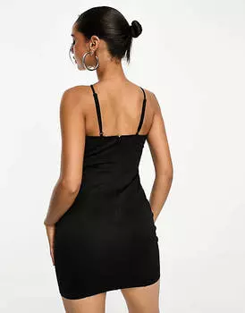 Черное платье мини из асимметричной контурной сетки ASOS DESIGN