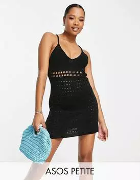 Черное платье мини крючком ASOS DESIGN Petite