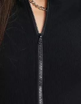 Черное платье мини с молнией в рубчик Threadbare Tall Elle