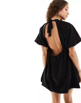 Черное платье мини с объемным подолом ASOS DESIGN