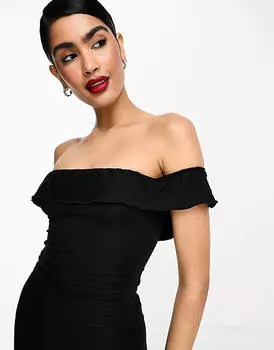 Черное платье мини с оборками и сборками ASOS DESIGN