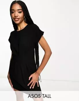 Черное платье мини с завязкой на талии ASOS DESIGN Tall