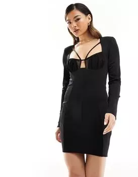 Черное платье мини-смокинг с бюстгальтером ASOS DESIGN Ultimate
