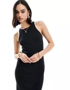 Черное платье мини в рубчик Vero Moda
