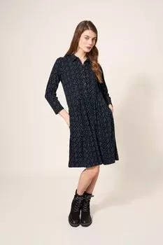 Черное платье-рубашка Everly из джерси в рубчик White Stuff, черный