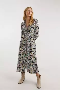 Черное платье-рубашка с застежкой-молнией и открытым вырезом JD Williams, черный