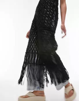 Черное платье ручной вязки макраме Topshop