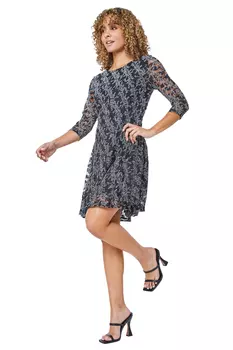 Черное платье с цветочным принтом Roman Petite