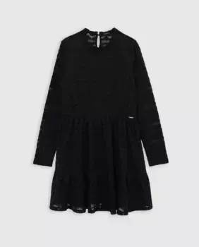 Черное платье с длинными рукавами IKKS, черный