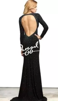 Черное платье с длинными рукавами Mac Duggal, черный