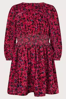 Черное платье с мелким цветочным принтом Monsoon, черный