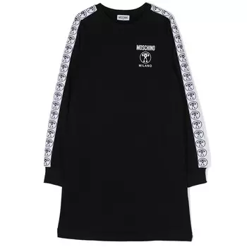 Черное платье с монограммой Moschino, мультиколор
