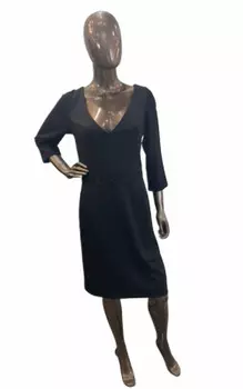 Черное платье с расшитой бисером талией Aidan Mattox, черный