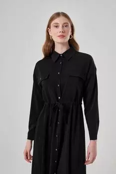 Черное платье с тонкой талией Mizalle, черный