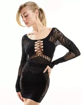 Черное платье с узором пейсли Ann Summers