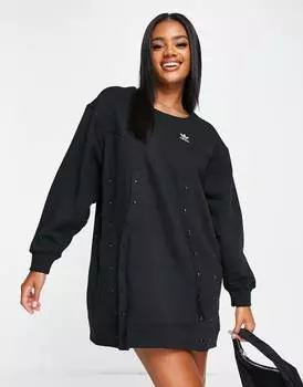 Черное платье-свитер с кнопками adidas Originals always original